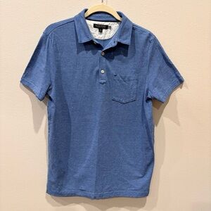 Banana Republic Performance Pique Heather Indigo Short-Sleeve Polo Size Medium